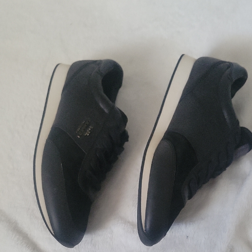 Coach Raylen Sneakers Women 8.5B Black Leather Suede Athletic Lace Up Shoes - Picture 12 of 16